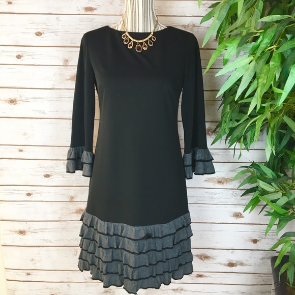Donna Morgan Dresses & Skirts - Donna Morgan Black, Ruffle Sheath Dress Size 4